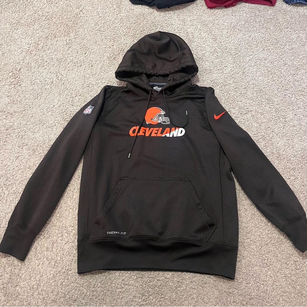 Nike Therma Fit Cleveland Browns Fleece Hoodie Men’s On Field Apparel M